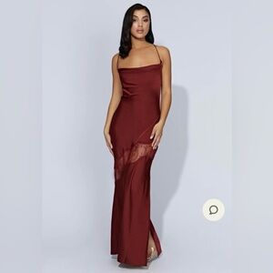 Meshki Red Lace Maxi Dress – Size S